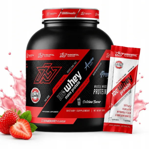 IMMORTAL WHEY MASS PROTEIN 3000G TRUSKAWKA GAINER MASA GAJNER PROSZEK