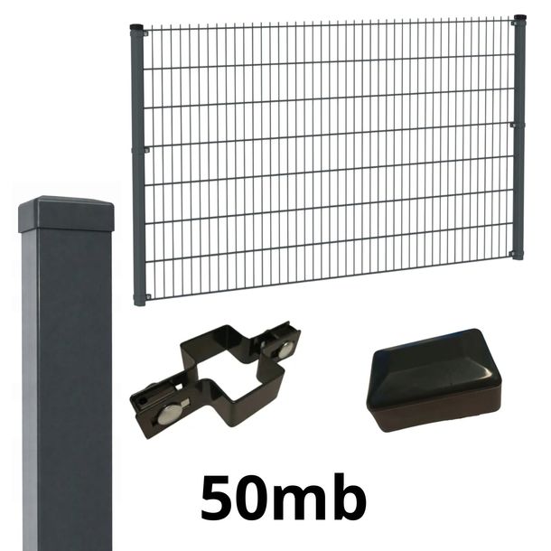 Ogrodzenie Panelowe 2D 123cm – KOMPLET 50 Mb, Słupki 2m, 1,5mm grubości