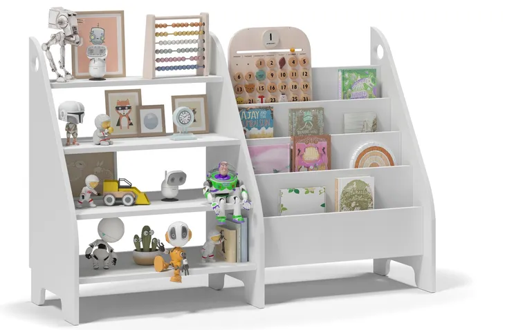 Regał Montessori dla dzieci Biblioteczka na książki Organizer BIAŁA 2w1