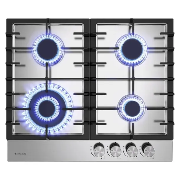 Płyta Gazowa Do Zabudowy 60 cm 4 Palniki 8 kW WOK LPG/NG Stal Nierdzewna