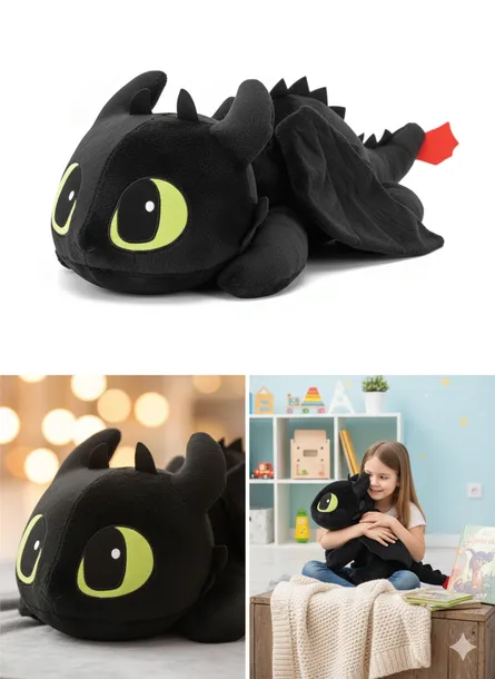 Maskotka Smok Nocna Furia Pluszak Przytulanka Czarna 100 cm