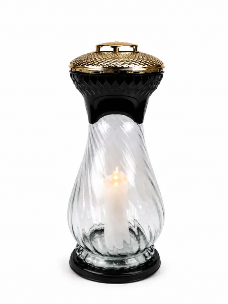 Znicz Premium 40 cm LED Złota Metaliza Efekt Lustra Szkło Polskie