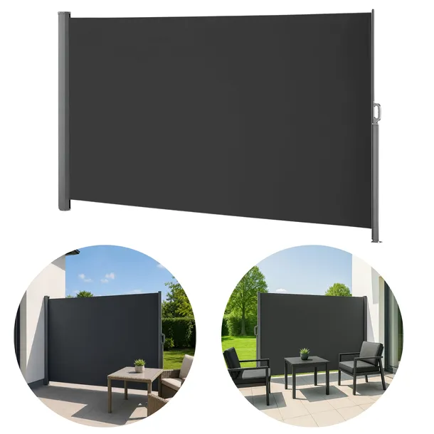 MARKIZA BOCZNA OSŁONA PARAWAN ROLETA NA TARAS WYSUWANA 200x400 cm Szary