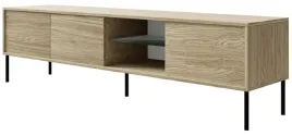 szafka-rtv-trzydrzwiowa-modity-szklana-polka-175-cm-dab-czarne-nozki-led