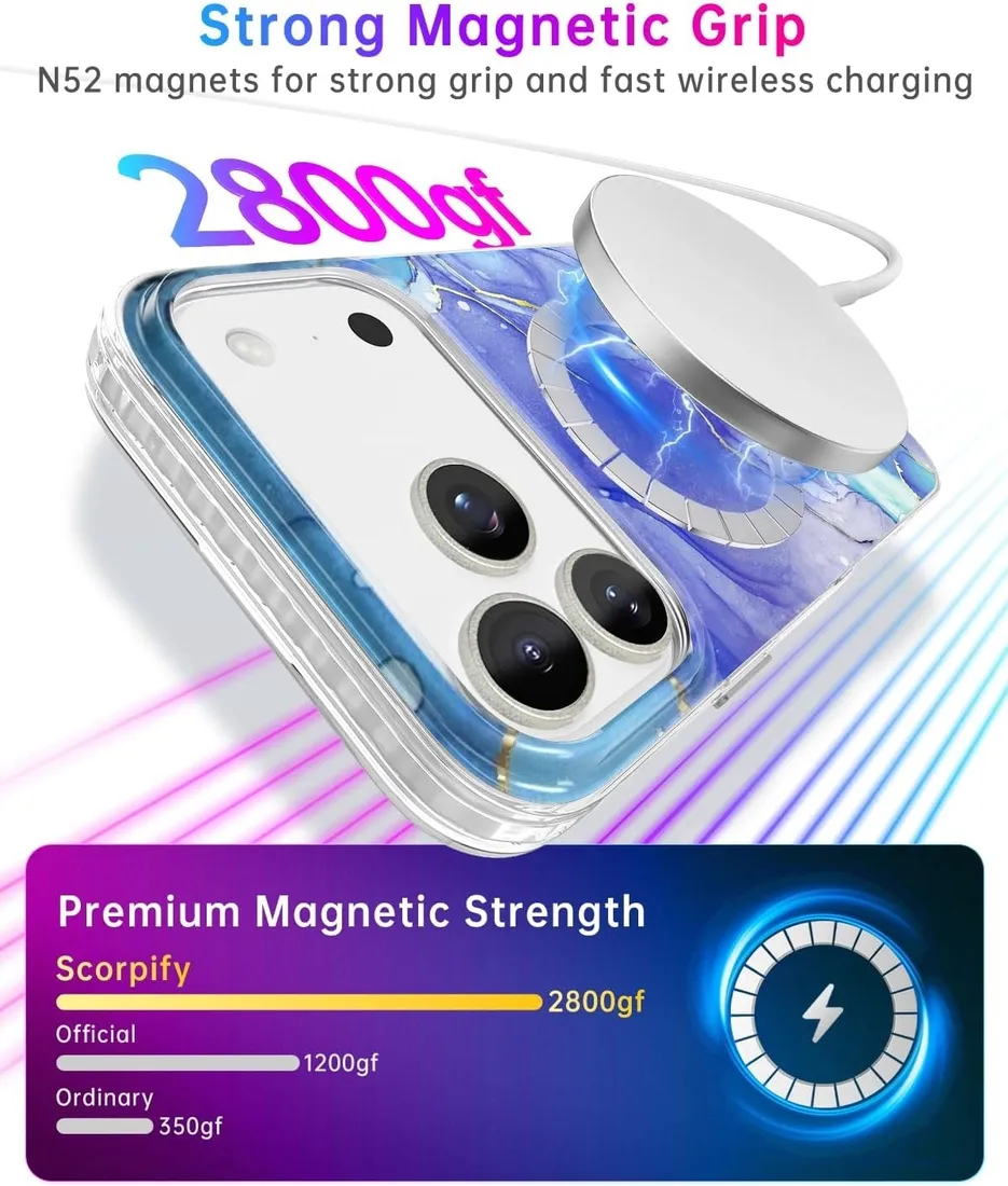 scorpify-etui-magsafe-do-iphone-17-pro-max-mocne-niebieski-marmur-stan-nowy