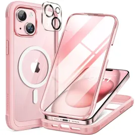 miracase-etui-360-magsafe-do-iphone-15-szklo-na-aparat-jasny-rozowy