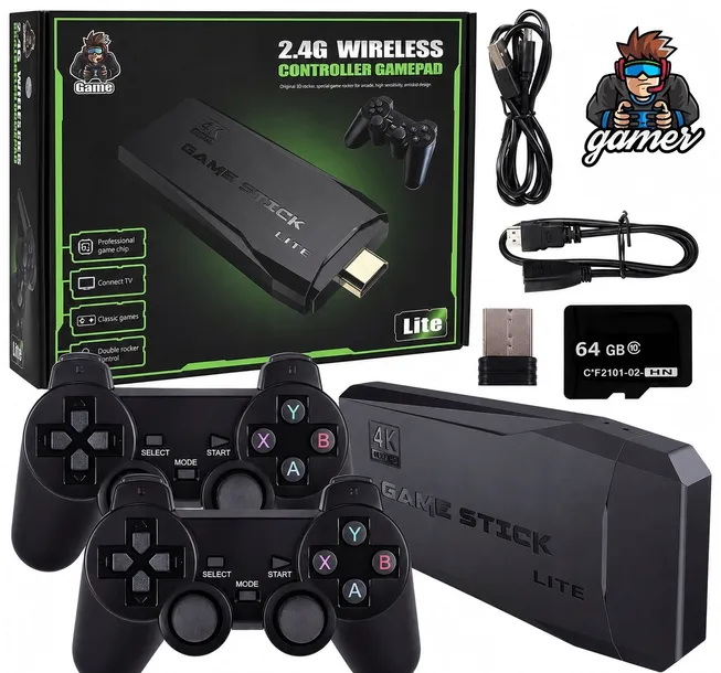 GRA 4K TELEWIZYJNA KONSOLA RETRO +2 PADY+20000 GIER w 64GB karta SD PL Menu