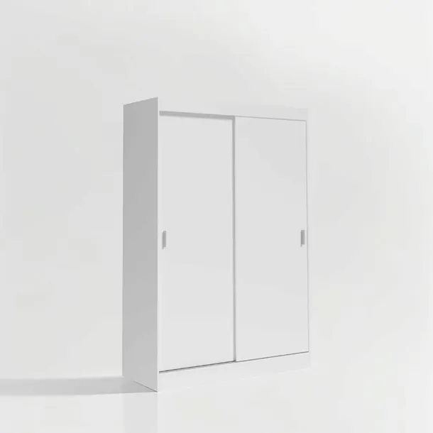 Szafa Przesuwna bez Lustra 90cm x 200cm BIAŁA L0 | Półki + Wieszak
