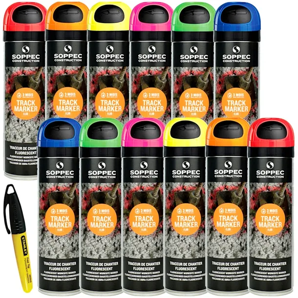 SOPPEC Farba geodezyjna TRACK MARKER spray Mix 12szt x 500ml