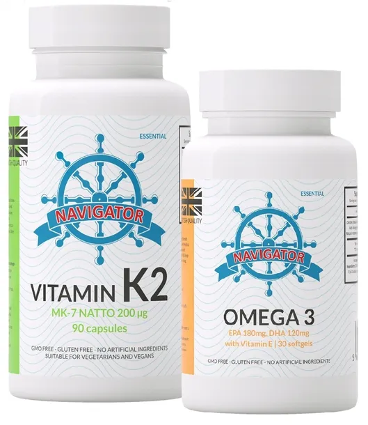 Witamina K2 MK7 NATTO 200mcg 90kaps. Navigator + OMEGA 3 GRATIS