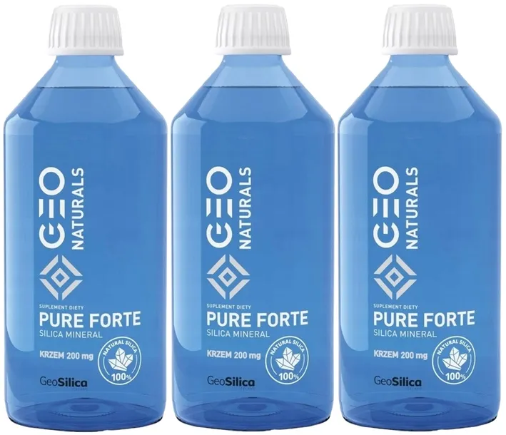 Zestaw 3x GEONATURALS PURE SILICA FORTE 200mg 500ml Osteoporoza Sucha skóra