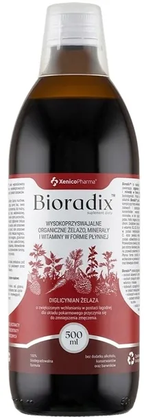 XenicoPharma Bioradix żelazo w płynie z miodem Hemoglobina Znużenie 500 ml