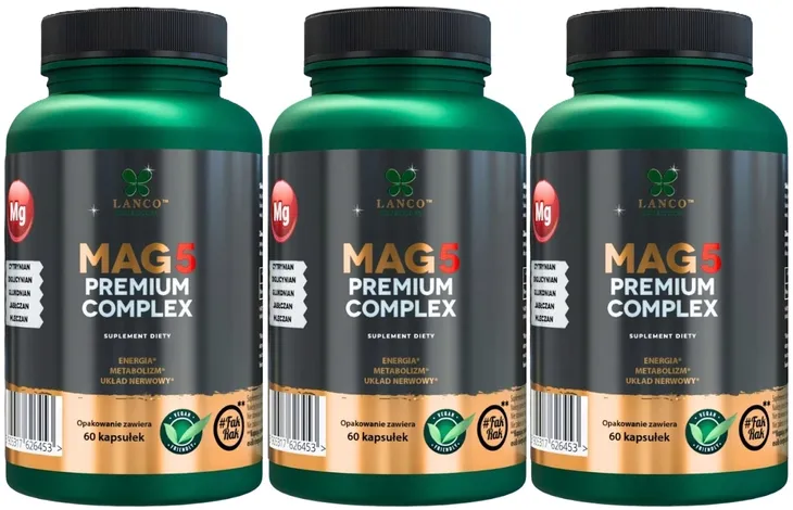 3 x Magnez Mag5 Premium Complex 60 kaps., Lanco