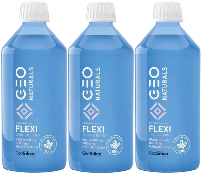 3 x GEONATURALS SILICA FLEXI 500 ml Włosy Skóra Paznokcie Krzem Mangan Bor
