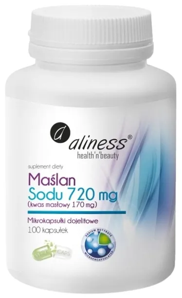 Maślan Sodu 720 mg Kwas masłowy 170 mg 100 VEGE kaps. JELITA TRAWIENIE IBS