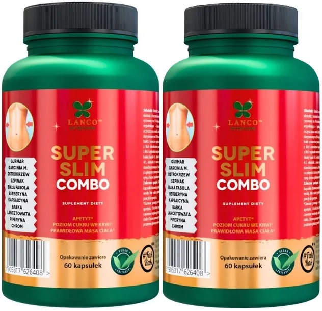 Zestaw 2x Super Slim Combo 60kaps Kontrola wagi Szczupła sylwetka Trawienie