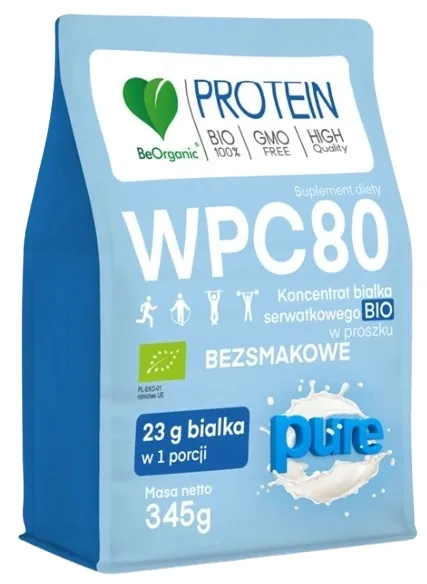 BeOrganic WPC 80 Białko BIO w proszku bezsmakowe Mięśnie Wysiłek fizyczny