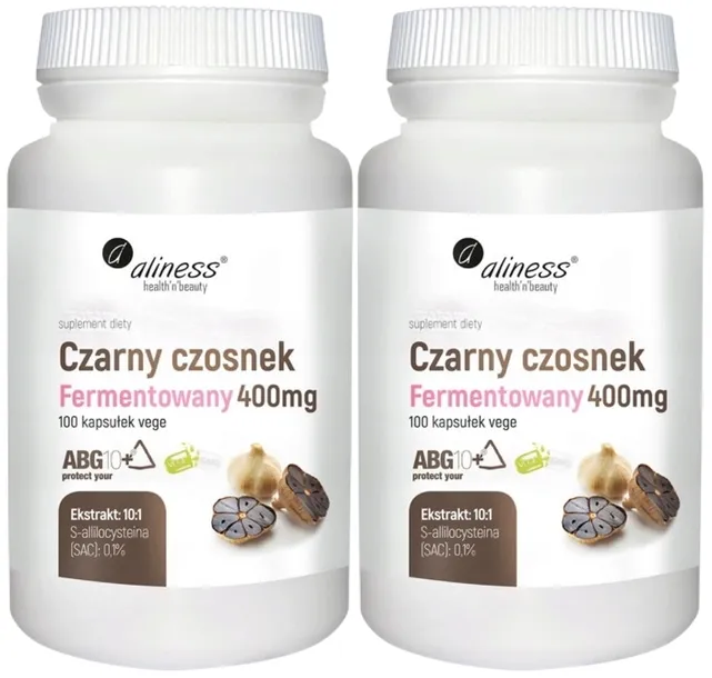 2 x Czarny czosnek fermentowany 400 mg 100 kaps Vege Przeciwzapalne Wirusy