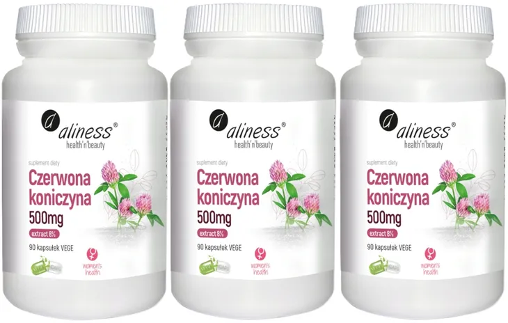 Zestaw 3x Czerwona koniczyna extract 8% 500mg Samopoczucie Uderzenia gorąca