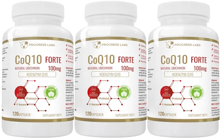 3szt. Koenzym Q10 CoQ10 Progress Labs Metabolizm Krążenie Serce 120 kaps.