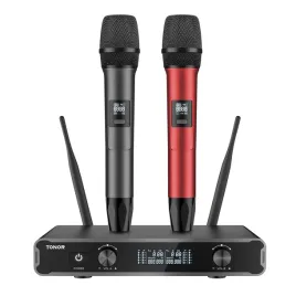tonor-tw450-mikrofony-bezprzewodowe-uhf-karaoke-60m-szary-czerwony