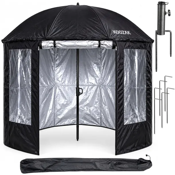 NAMIOT WĘDKARSKI PARASOL OGRODOWY CZARNY WODOODPORNY NA RYBY 200x200 cm XXL