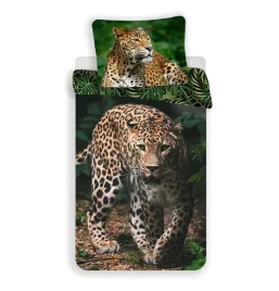 posciel-140x200-leopard-liscie-palmy-monstery-zielone-poszewka-70x90