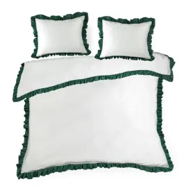 posciel-satynowa-220x200-eliza-biala-zielona-zdobiona-falbanka