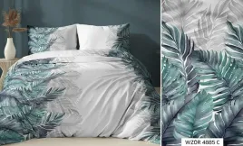 posciel-satynowa-160x200-turkusowa-liscie-zapinana-na-suwak-karo-satin