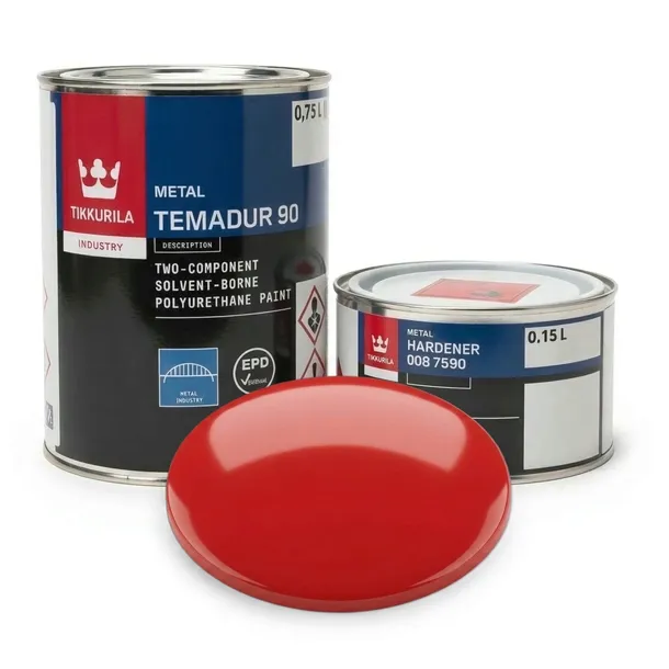 Farba Poliuretanowa Temadur 90 CASE Traktory Czerwona 1L [ZESTAW]