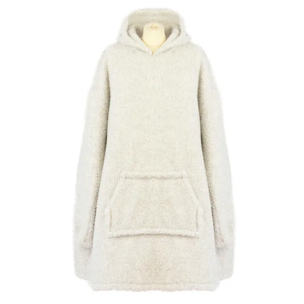 Bluza wełniana merynos Hoodie szara z kapturem i dużą kieszenią Uniwersalna
