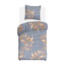 posciel-140x200-niebieska-bezowe-liscie-z-jedna-poszewka-cottonlove