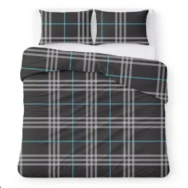 posciel-z-kory-200x220-szara-w-biala-i-turkusowa-krate-nowoczesny-kora-home