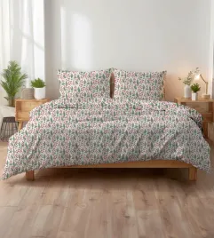 posciel-z-kory-200x220-biala-w-zielone-listki-i-czerwone-kwiaty-kora-home