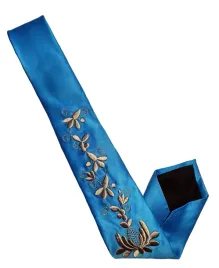 klasyczny-krawat-wzor-kaszubski-turkus-bezowy-kwiat-standard