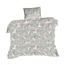 posciel-bawelniana-140x200-szara-roze-galazki-kwiaty-extraposciel