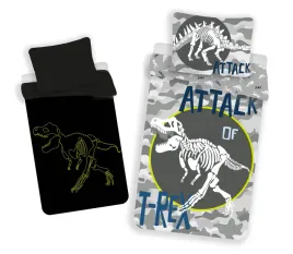 posciel-swiecaca-w-ciemnosci-140x200-dinozaury-t-rex-szara-poszewka-70x90