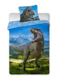 posciel-140x200-dinozaur-t-rex-niebieska-poszewka-70x90