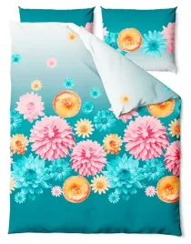 posciel-satynowa-220x200-blossom-turkusowa-kolorowe-kwiaty-satin-home