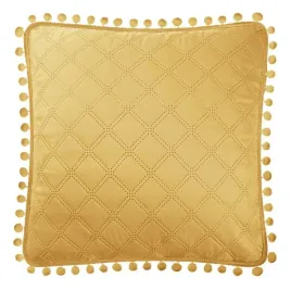 poszewka-z-pomponami-45x45-musztardowa-pompony