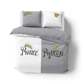 posciel-160x200-prince-princess-szara-biala-2-poszewki-70x80-holland