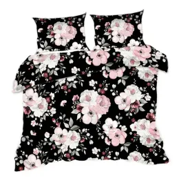 posciel-160x200-kwiaty-czarna-rozowa-classic