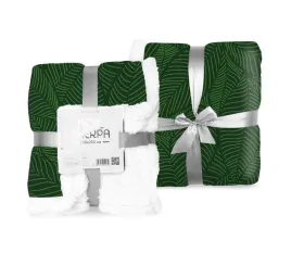 koc-narzuta-z-mikrofibry-150x200-sherpa-zielony-bialy-liscie-baranek-dwustr