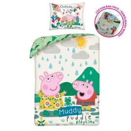posciel-140x200-swinka-peppa-zielona-poszewka-70x90-worek-bawelniany
