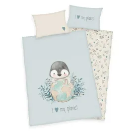 posciel-100x135-pingwin-kremowa-blekitna-dziecieca-do-lozeczka