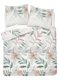 posciel-satynowa-220x200-biala-zielona-pudrowa-kwiaty-liscie-home-satin