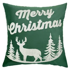 poszewka-swiateczna-45x45-renifer-zielona-butelkowa-merry-christmas