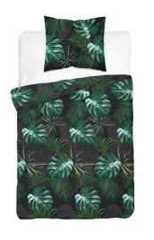 posciel-satynowa-140x200-czarna-zielona-liscie-z-jedna-poszewka-home-satin