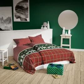 posciel-swiateczna-160x200-renifery-kratka-groszki-czerwona-zielona-xmass