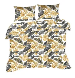 posciel-160x200-biala-zlote-szare-liscie-palmy-classic